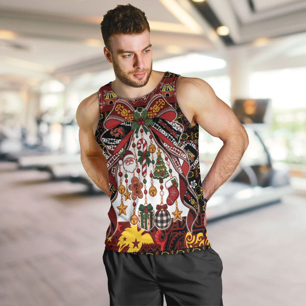 Papua New Guinea Batik Christmas Bow Men Tank Top Bikpela hamamas blong dispela Krismas LT9 Multicolor - Polynesian Pride