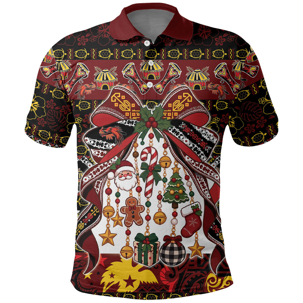 Papua New Guinea Batik Christmas Bow Polo Shirt Bikpela hamamas blong dispela Krismas LT9 Multicolor - Polynesian Pride