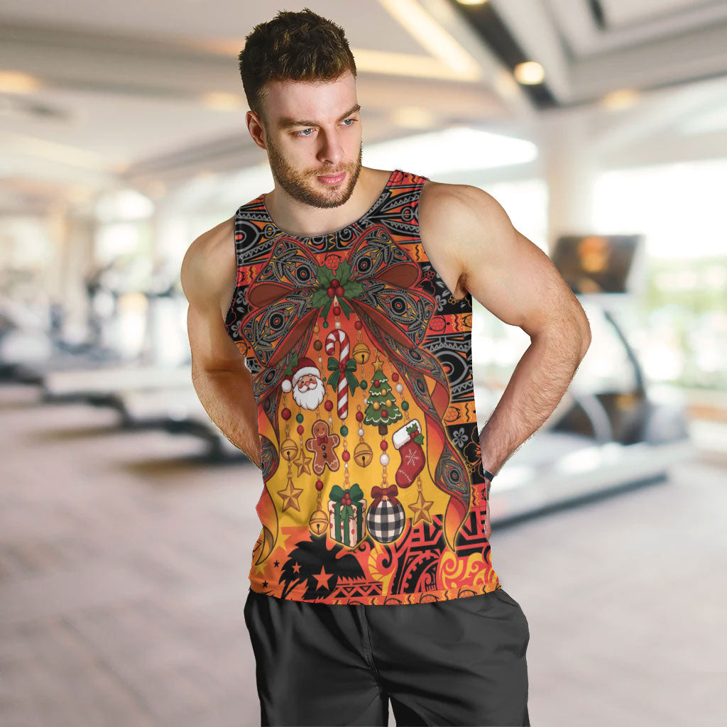 Papua New Guinea Sepik Christmas Bow Men Tank Top Bikpela hamamas blong dispela Krismas LT9 Multicolor - Polynesian Pride