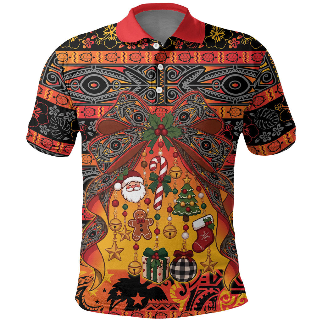 Papua New Guinea Sepik Christmas Bow Polo Shirt Bikpela hamamas blong dispela Krismas LT9 Multicolor - Polynesian Pride