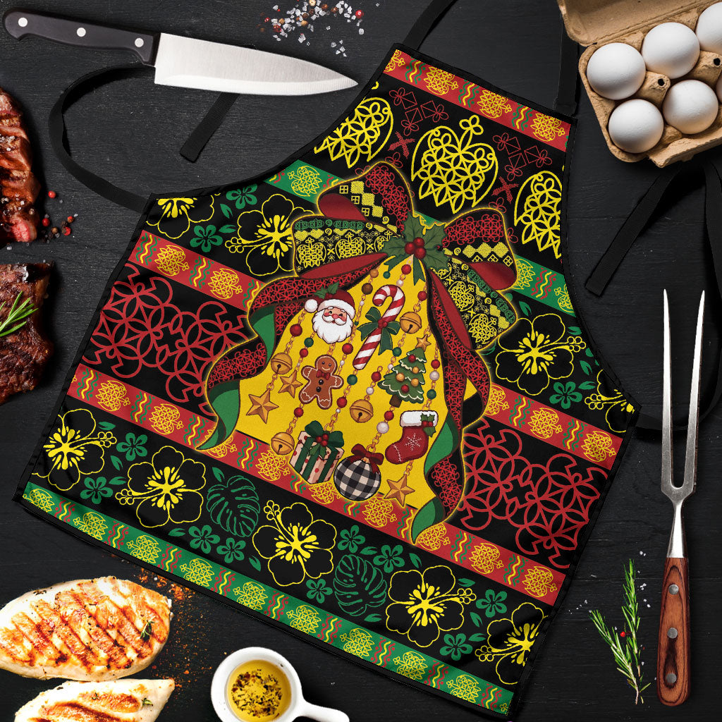 Vanuatu Sand Drawing Christmas Bow Apron Meri Krismas