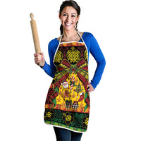 Vanuatu Sand Drawing Christmas Bow Apron Meri Krismas