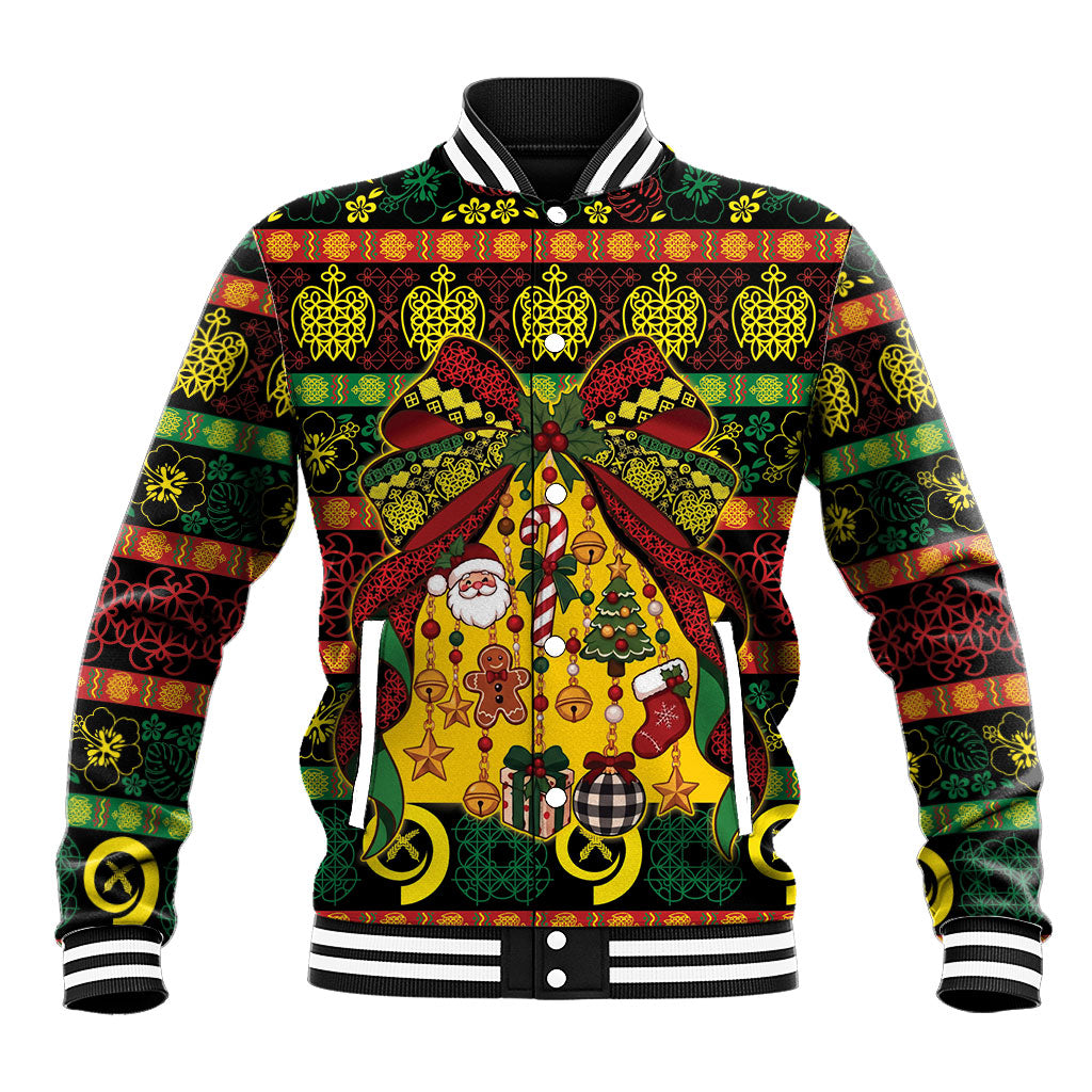 Vanuatu Sand Drawing Christmas Bow Baseball Jacket Meri Krismas LT9 Unisex Multicolor - Polynesian Pride