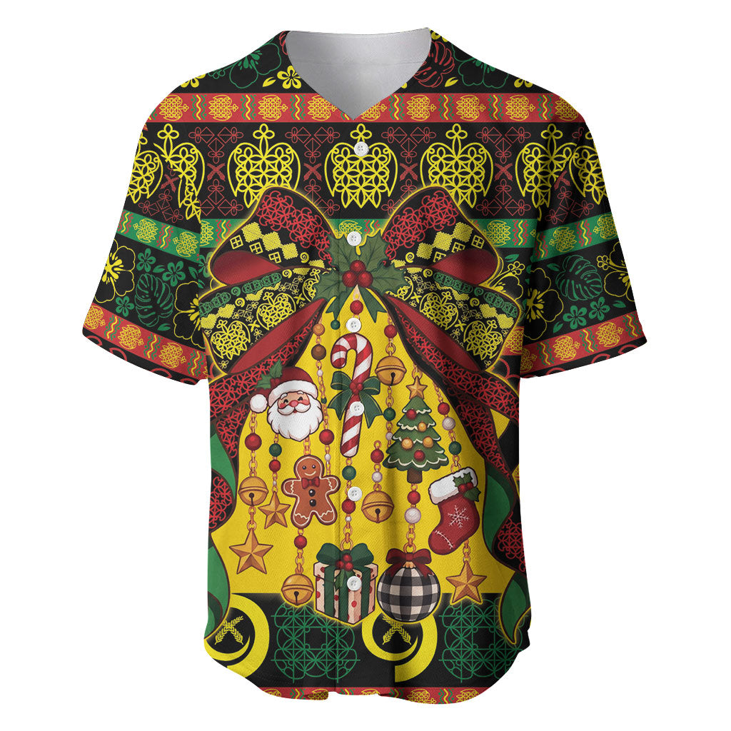 Vanuatu Sand Drawing Christmas Bow Baseball Jersey Meri Krismas LT9 Multicolor - Polynesian Pride