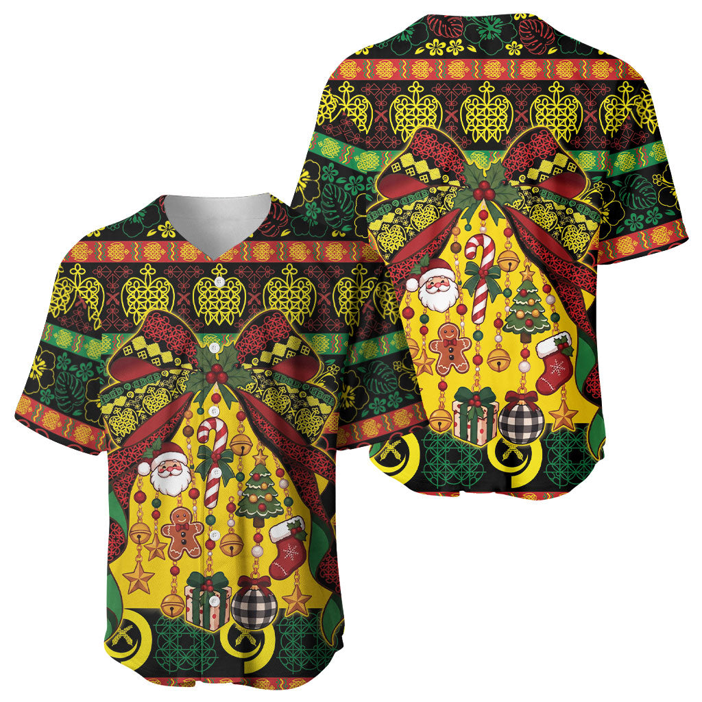 Vanuatu Sand Drawing Christmas Bow Baseball Jersey Meri Krismas LT9 - Polynesian Pride