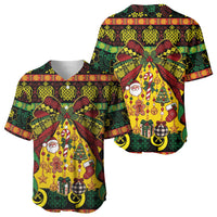 Vanuatu Sand Drawing Christmas Bow Baseball Jersey Meri Krismas LT9 - Polynesian Pride