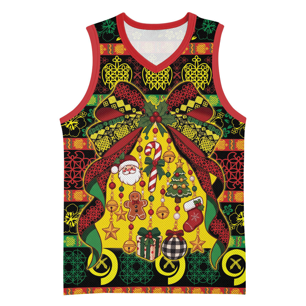 Vanuatu Sand Drawing Christmas Bow Basketball Jersey Meri Krismas