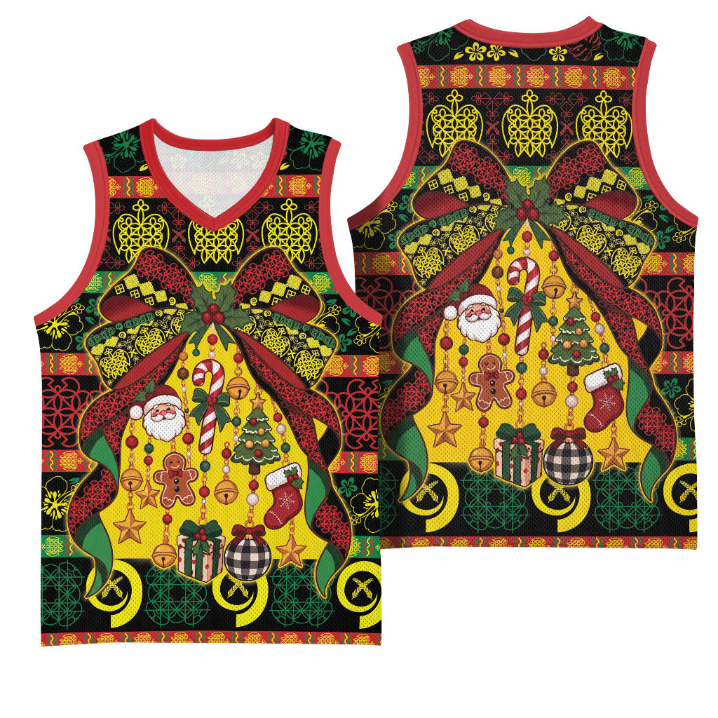 Vanuatu Sand Drawing Christmas Bow Basketball Jersey Meri Krismas