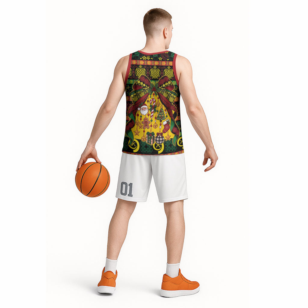 Vanuatu Sand Drawing Christmas Bow Basketball Jersey Meri Krismas
