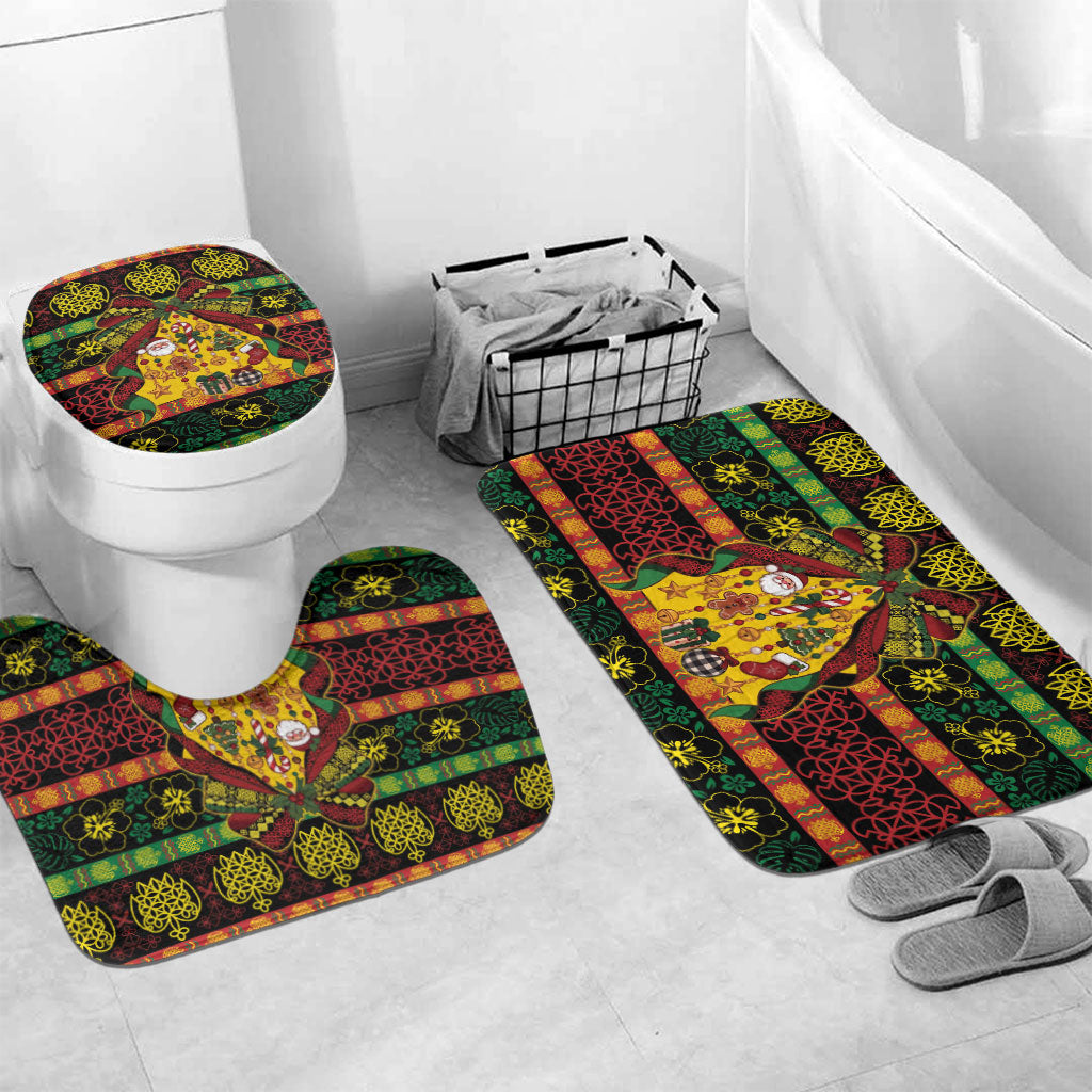 Vanuatu Sand Drawing Christmas Bow Bathroom Set Meri Krismas LT9 Mat Set Only (3 pcs) One Size Multicolor - Polynesian Pride