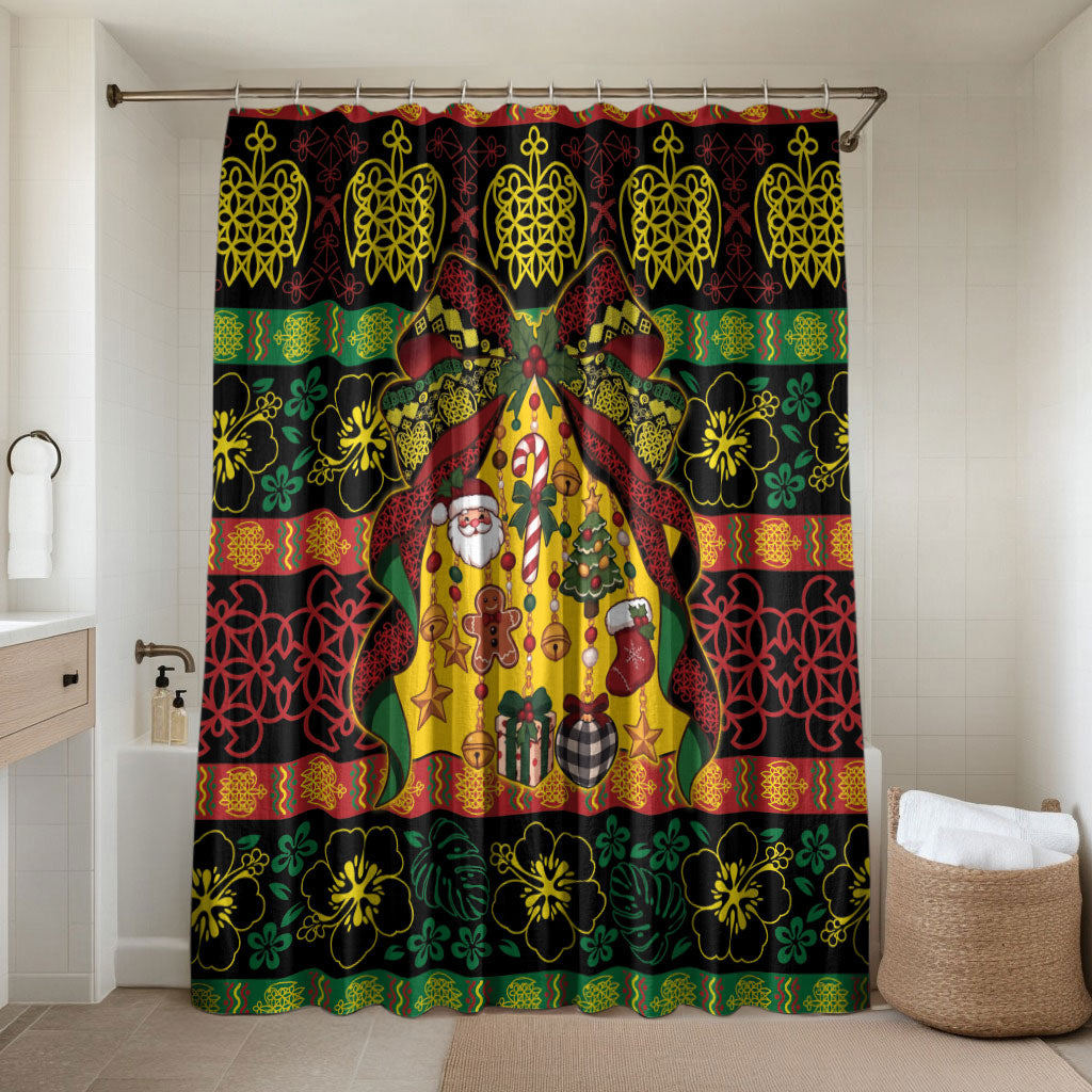 Vanuatu Sand Drawing Christmas Bow Bathroom Set Meri Krismas LT9 Shower Curtain Only Multicolor - Polynesian Pride