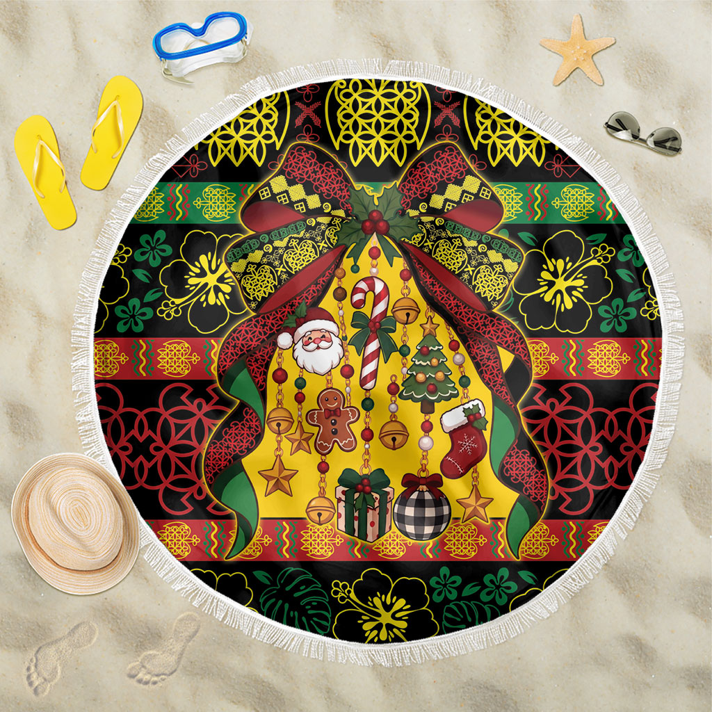 Vanuatu Sand Drawing Christmas Bow Beach Blanket Meri Krismas