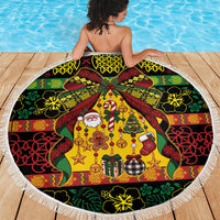 Vanuatu Sand Drawing Christmas Bow Beach Blanket Meri Krismas