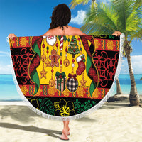 Vanuatu Sand Drawing Christmas Bow Beach Blanket Meri Krismas