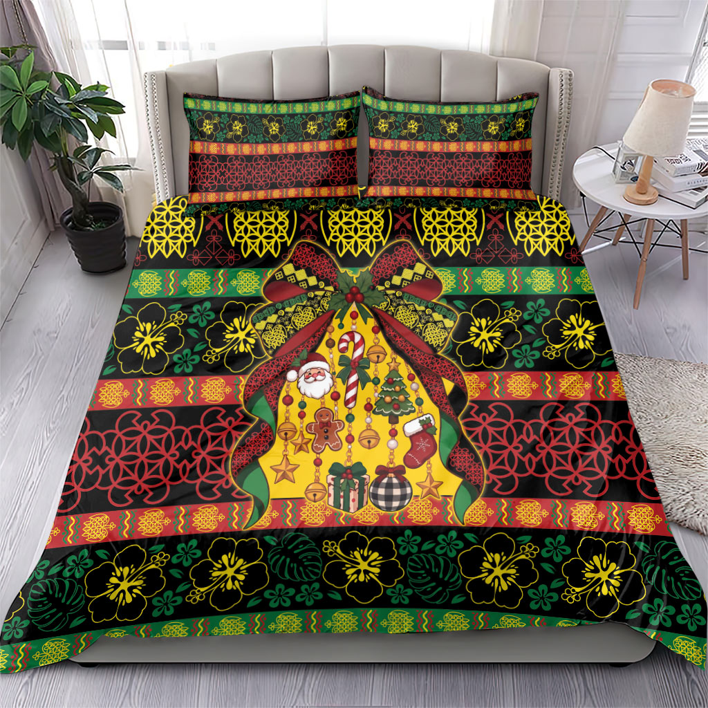 Vanuatu Sand Drawing Christmas Bow Bedding Set Meri Krismas LT9 - Polynesian Pride