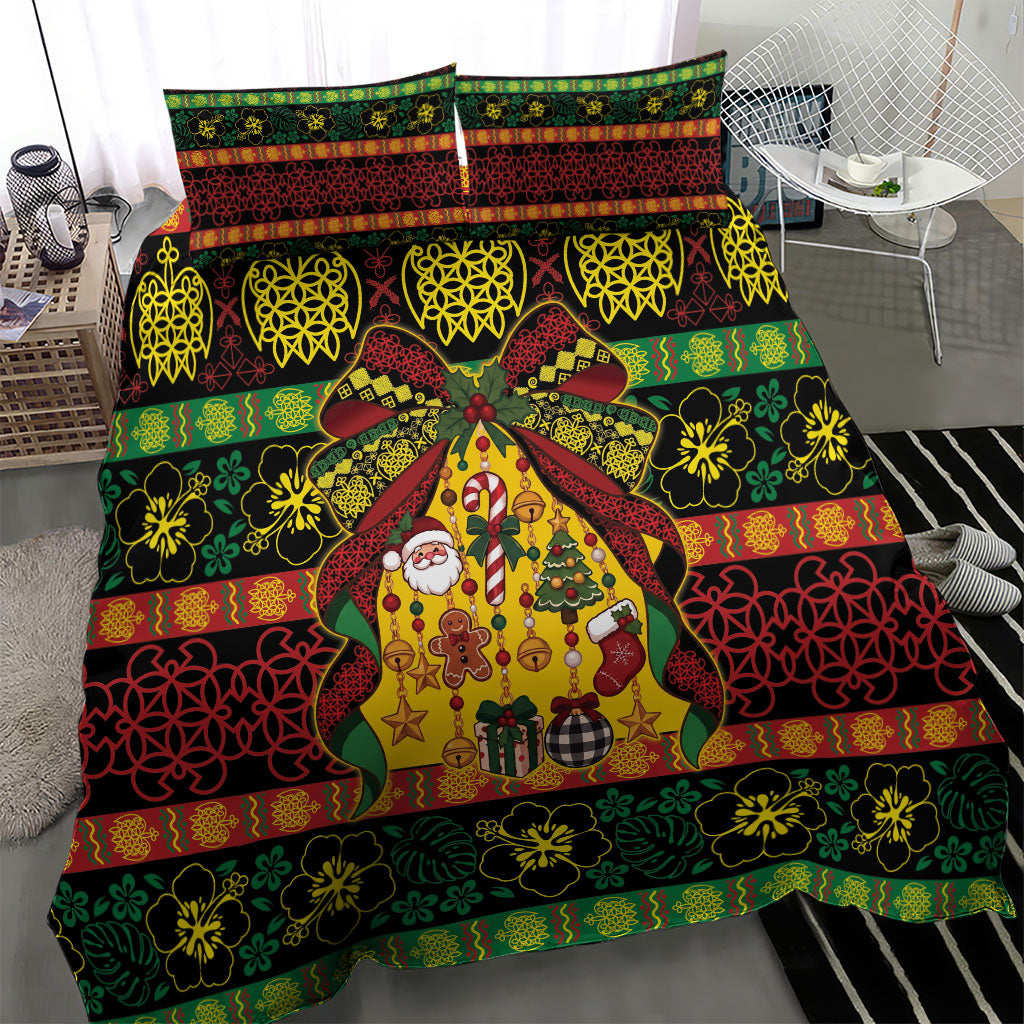 Vanuatu Sand Drawing Christmas Bow Bedding Set Meri Krismas LT9 - Polynesian Pride