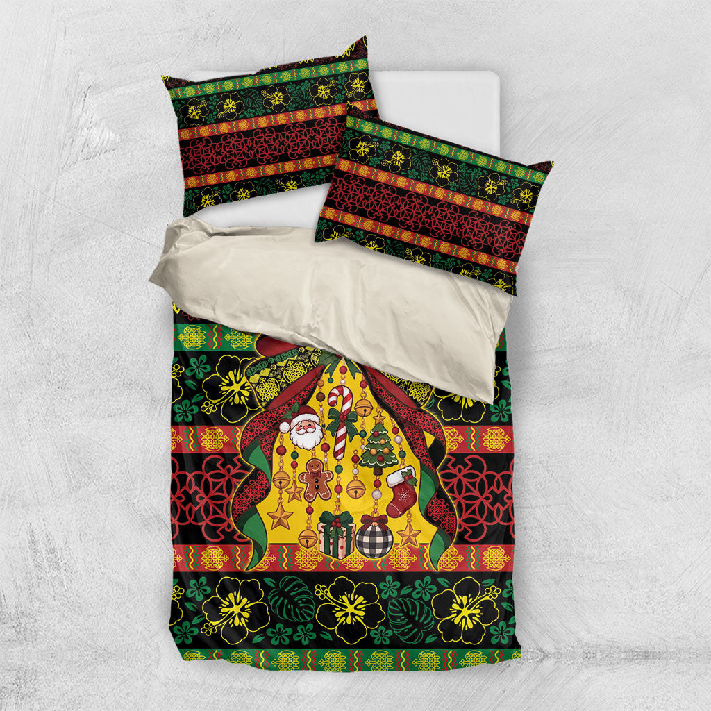 Vanuatu Sand Drawing Christmas Bow Bedding Set Meri Krismas LT9 US Twin 172cm x 218cm Multicolor - Polynesian Pride