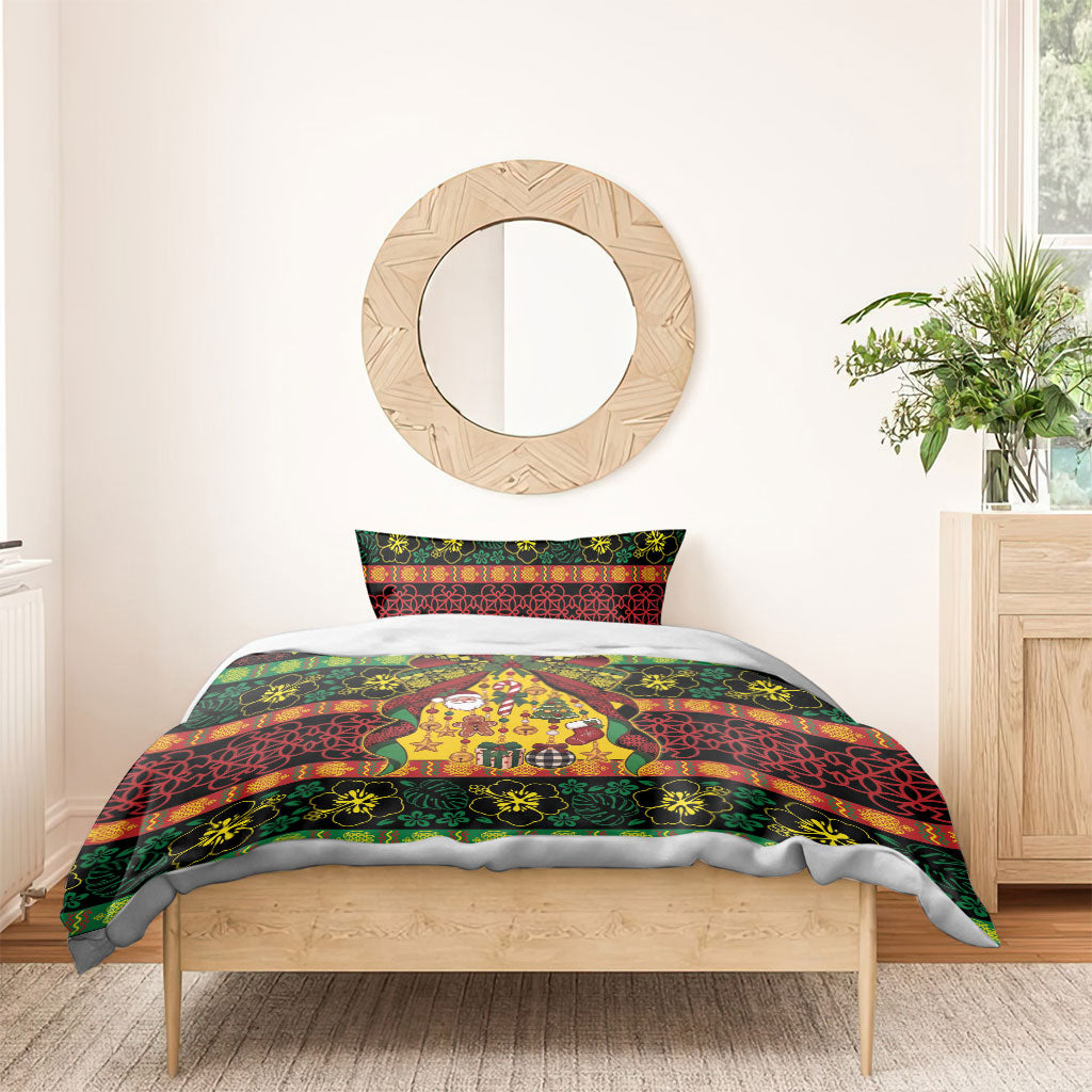 Vanuatu Sand Drawing Christmas Bow Bedding Set Meri Krismas LT9 - Polynesian Pride