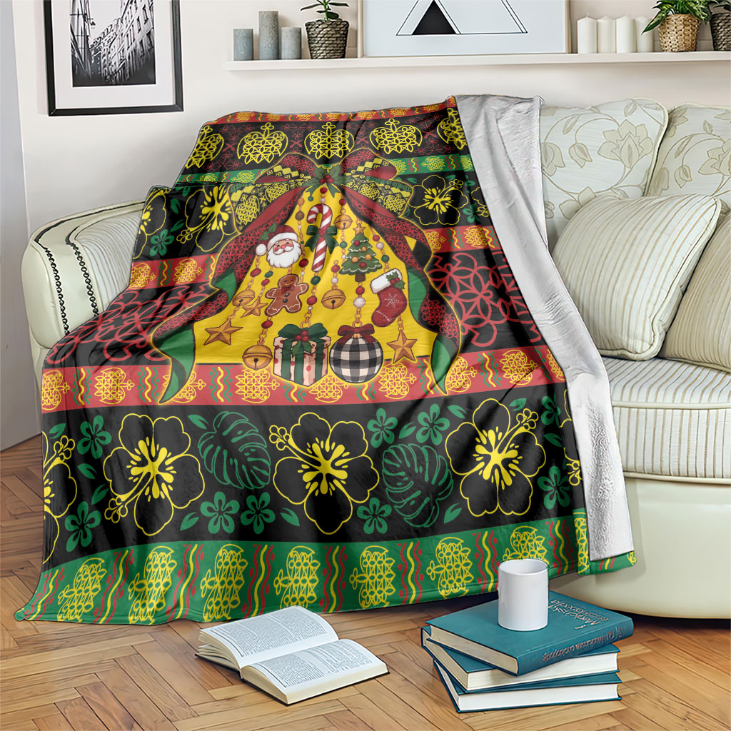 Vanuatu Sand Drawing Christmas Bow Blanket Meri Krismas