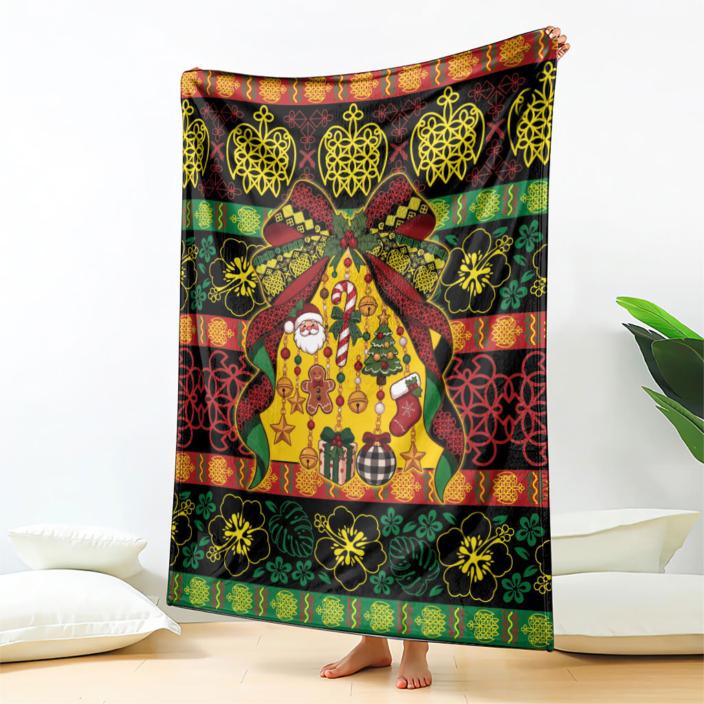 Vanuatu Sand Drawing Christmas Bow Blanket Meri Krismas