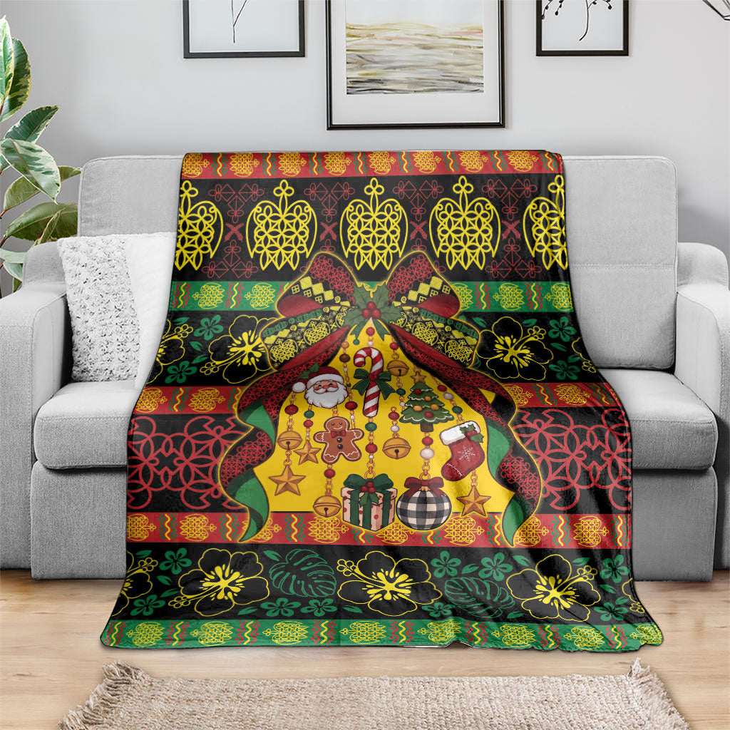 Vanuatu Sand Drawing Christmas Bow Blanket Meri Krismas