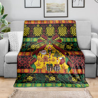Vanuatu Sand Drawing Christmas Bow Blanket Meri Krismas