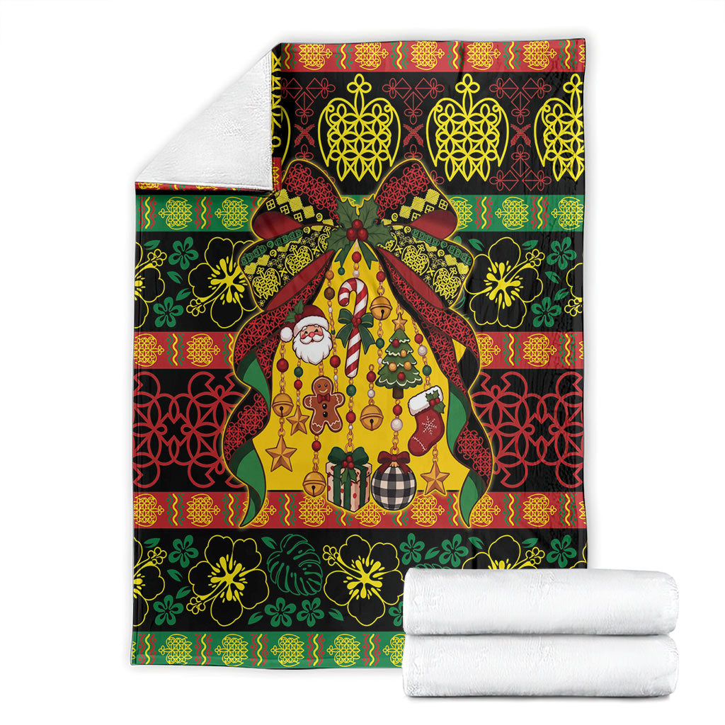 Vanuatu Sand Drawing Christmas Bow Blanket Meri Krismas