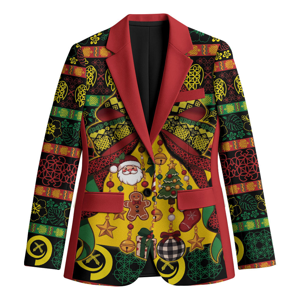 Vanuatu Sand Drawing Christmas Bow Blazer Meri Krismas LT9 Unisex Multicolor - Polynesian Pride