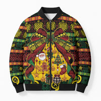 Vanuatu Sand Drawing Christmas Bow Bomber Puffer Jacket Meri Krismas LT9 Unisex Multicolor - Polynesian Pride