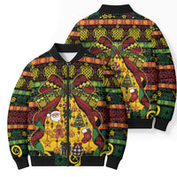 Vanuatu Sand Drawing Christmas Bow Bomber Puffer Jacket Meri Krismas LT9 - Polynesian Pride