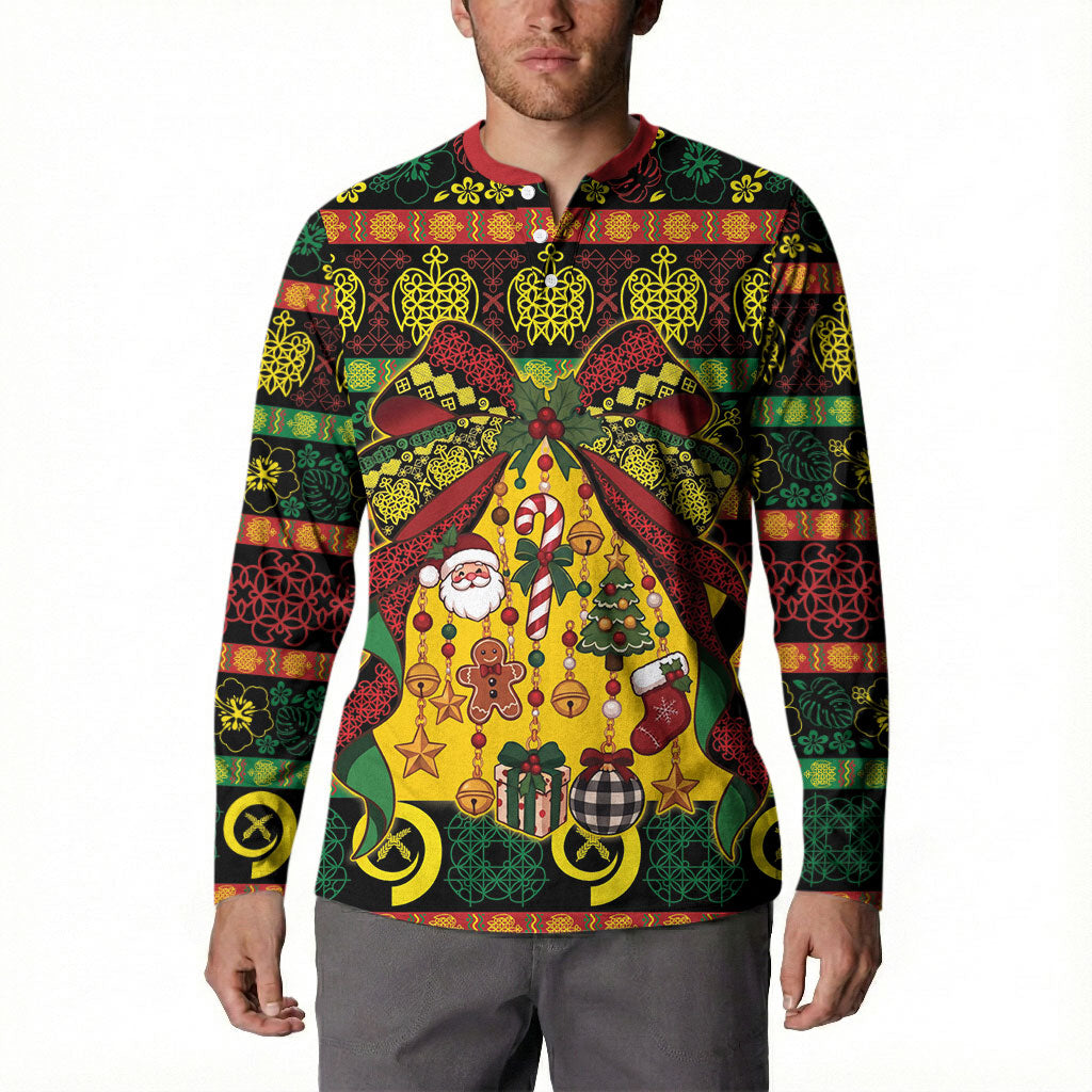 Vanuatu Sand Drawing Christmas Bow Button Sweatshirt Meri Krismas