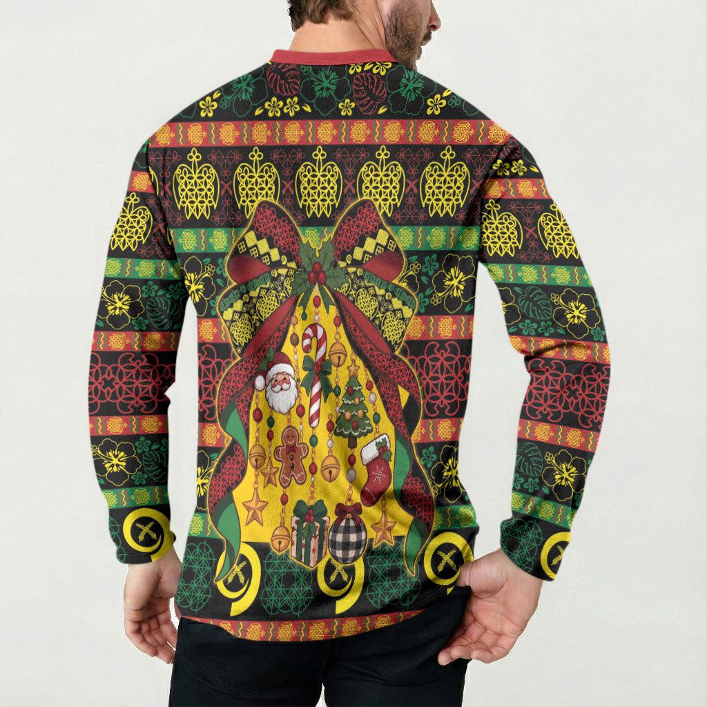Vanuatu Sand Drawing Christmas Bow Button Sweatshirt Meri Krismas