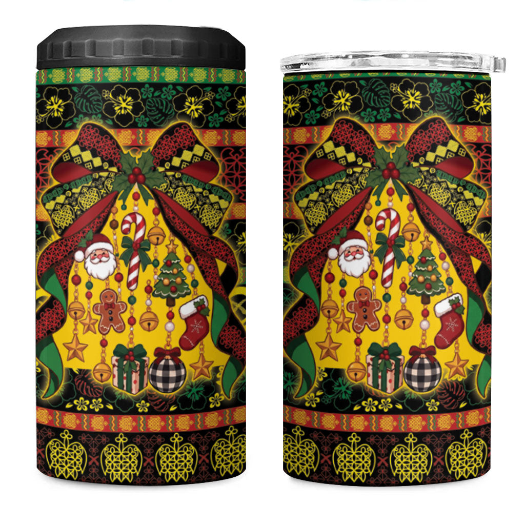 Vanuatu Sand Drawing Christmas Bow 4 in 1 Can Cooler Tumbler Meri Krismas