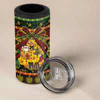 Vanuatu Sand Drawing Christmas Bow 4 in 1 Can Cooler Tumbler Meri Krismas