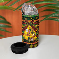 Vanuatu Sand Drawing Christmas Bow 4 in 1 Can Cooler Tumbler Meri Krismas