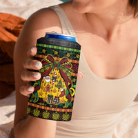 Vanuatu Sand Drawing Christmas Bow 4 in 1 Can Cooler Tumbler Meri Krismas