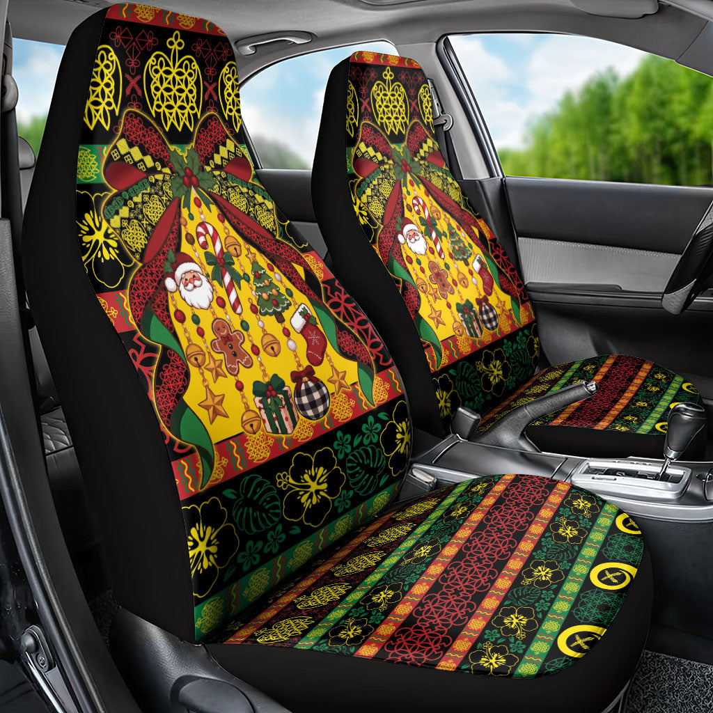 Vanuatu Sand Drawing Christmas Bow Car Seat Cover Meri Krismas