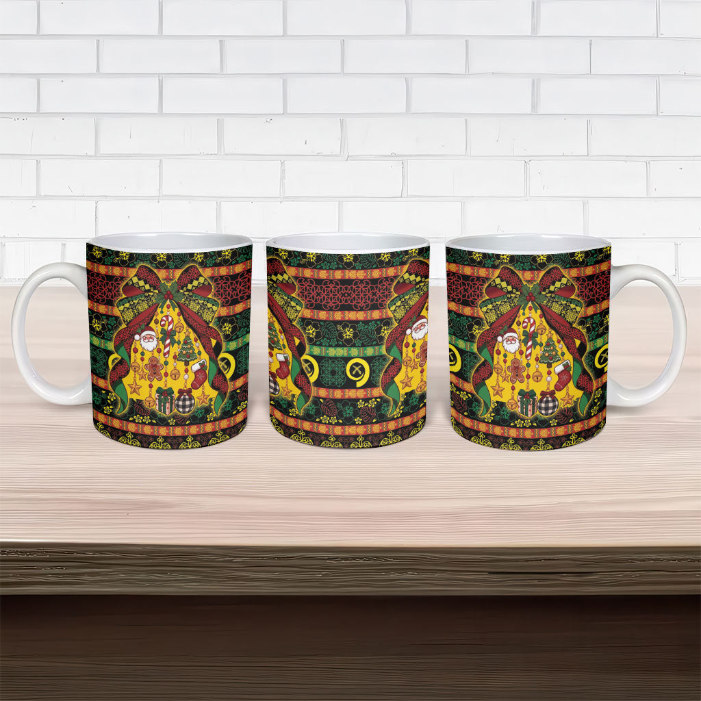 Vanuatu Sand Drawing Christmas Bow Ceramic Mug Meri Krismas
