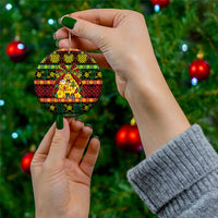 Vanuatu Sand Drawing Christmas Bow Ceramic Ornament Meri Krismas LT9 - Polynesian Pride
