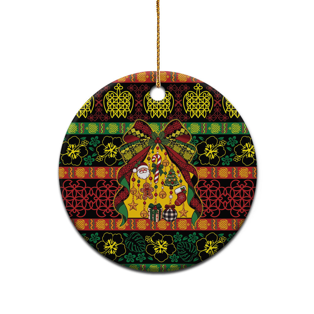 Vanuatu Sand Drawing Christmas Bow Ceramic Ornament Meri Krismas LT9 - Polynesian Pride