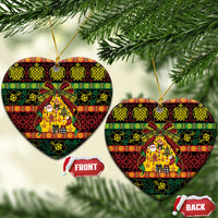 Vanuatu Sand Drawing Christmas Bow Ceramic Ornament Meri Krismas LT9 Heart Multicolor - Polynesian Pride