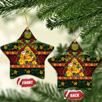 Vanuatu Sand Drawing Christmas Bow Ceramic Ornament Meri Krismas LT9 Star Multicolor - Polynesian Pride