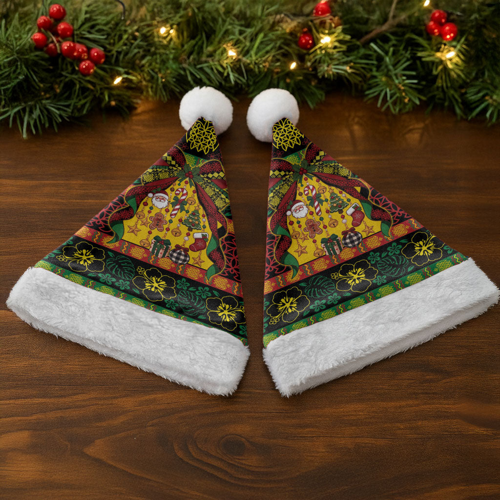 Vanuatu Sand Drawing Christmas Bow Christmas Santa Hat Meri Krismas