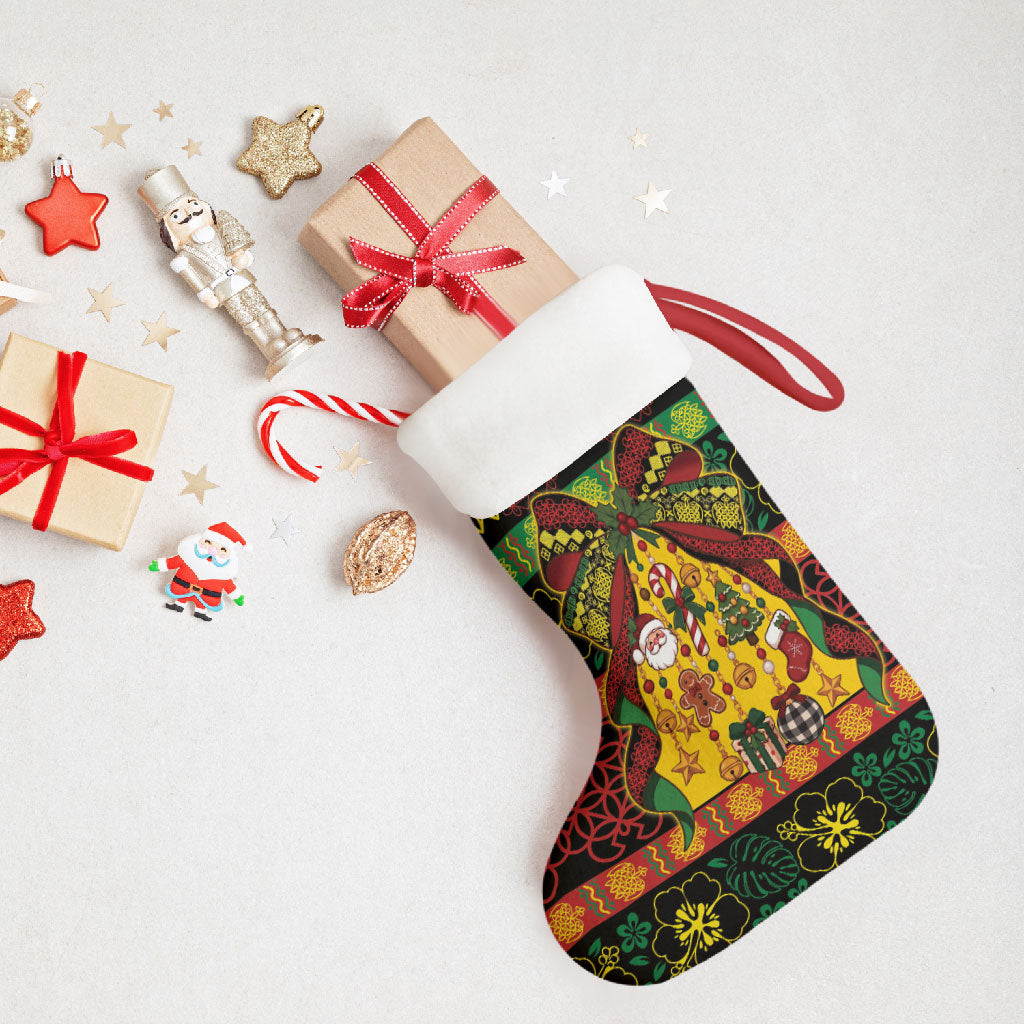 Vanuatu Sand Drawing Christmas Bow Christmas Stocking Meri Krismas LT9 - Polynesian Pride