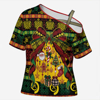Vanuatu Sand Drawing Christmas Bow Cross Shoulder Shirt Meri Krismas