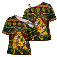 Vanuatu Sand Drawing Christmas Bow Cross Shoulder Shirt Meri Krismas