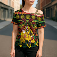 Vanuatu Sand Drawing Christmas Bow Cross Shoulder Shirt Meri Krismas