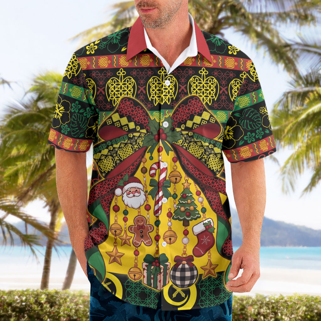 Vanuatu Sand Drawing Christmas Bow Hawaiian Shirt Meri Krismas LT9 - Polynesian Pride