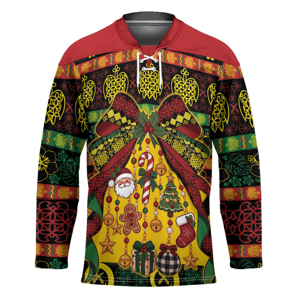 Vanuatu Sand Drawing Christmas Bow Hockey Jersey Meri Krismas
