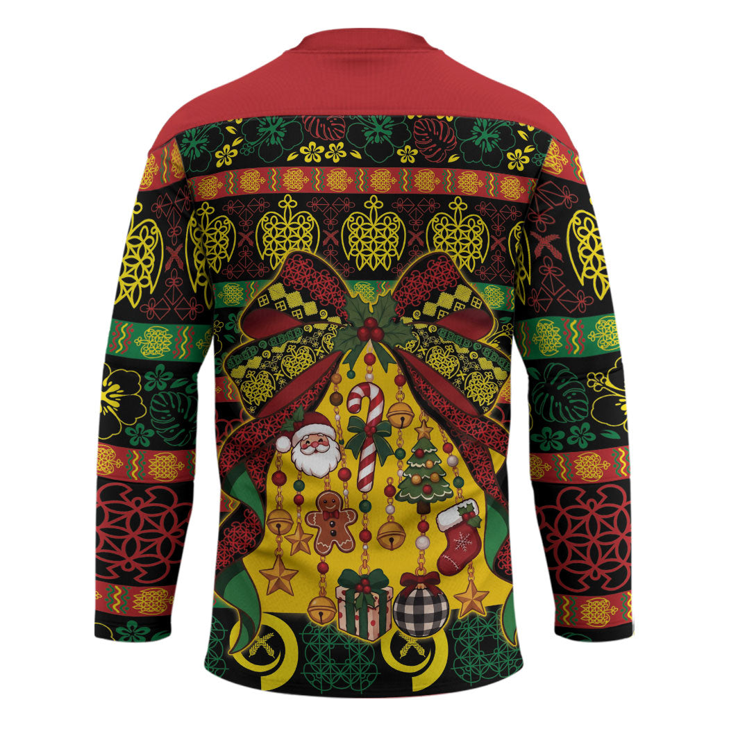 Vanuatu Sand Drawing Christmas Bow Hockey Jersey Meri Krismas